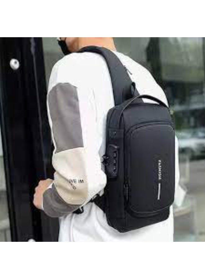Waterproof Polyester Slim Unisex Crossbody Sling Bag Chest Backpack Men's Shoulder Bag, Leisure Travel Handbag, Hard Shell Anti-Theft Chest Bag - Image 3